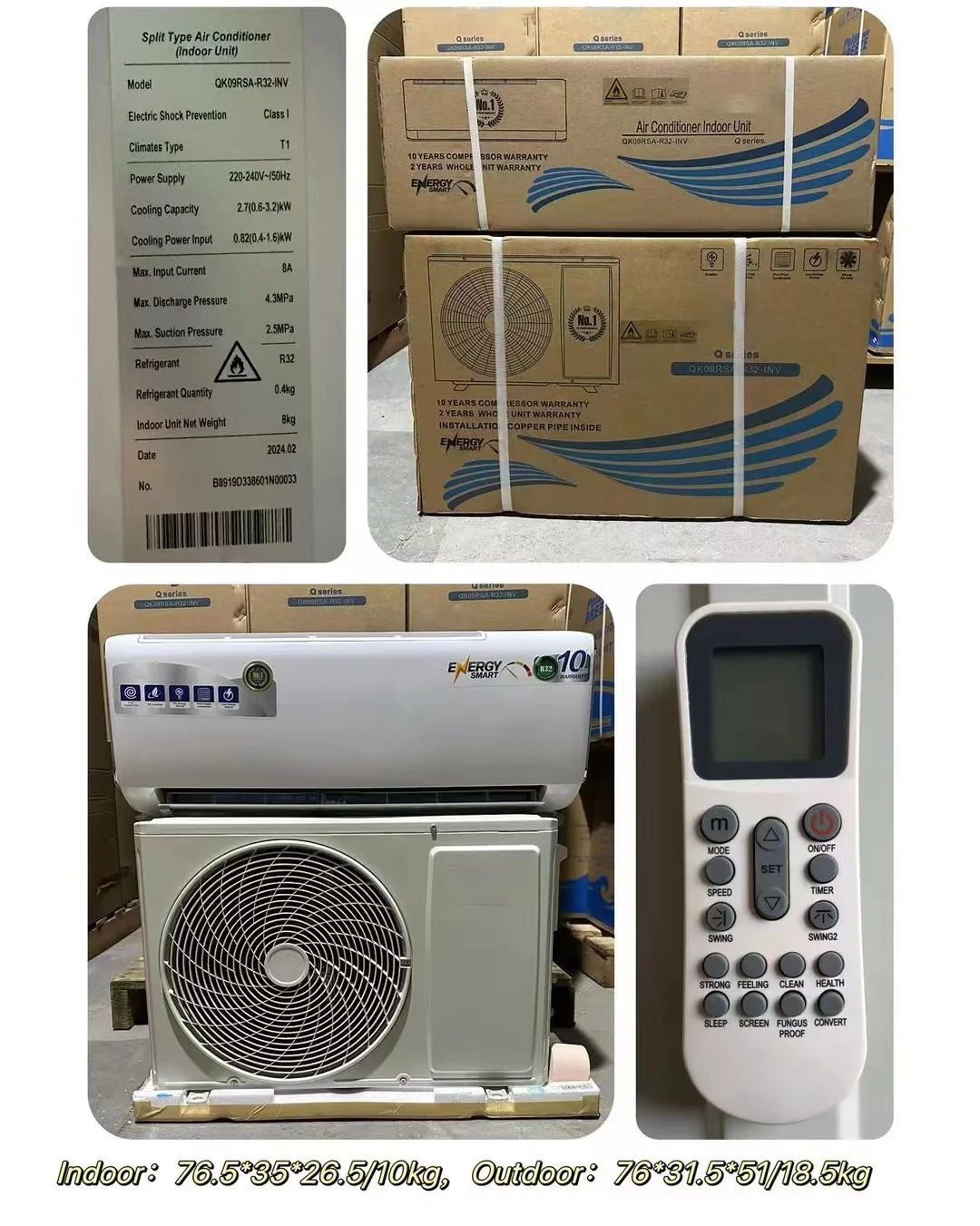 High Quality inverter and non inverter Cooling Only In Stock Wall Mounted Mini Split Air Conditioner supplier