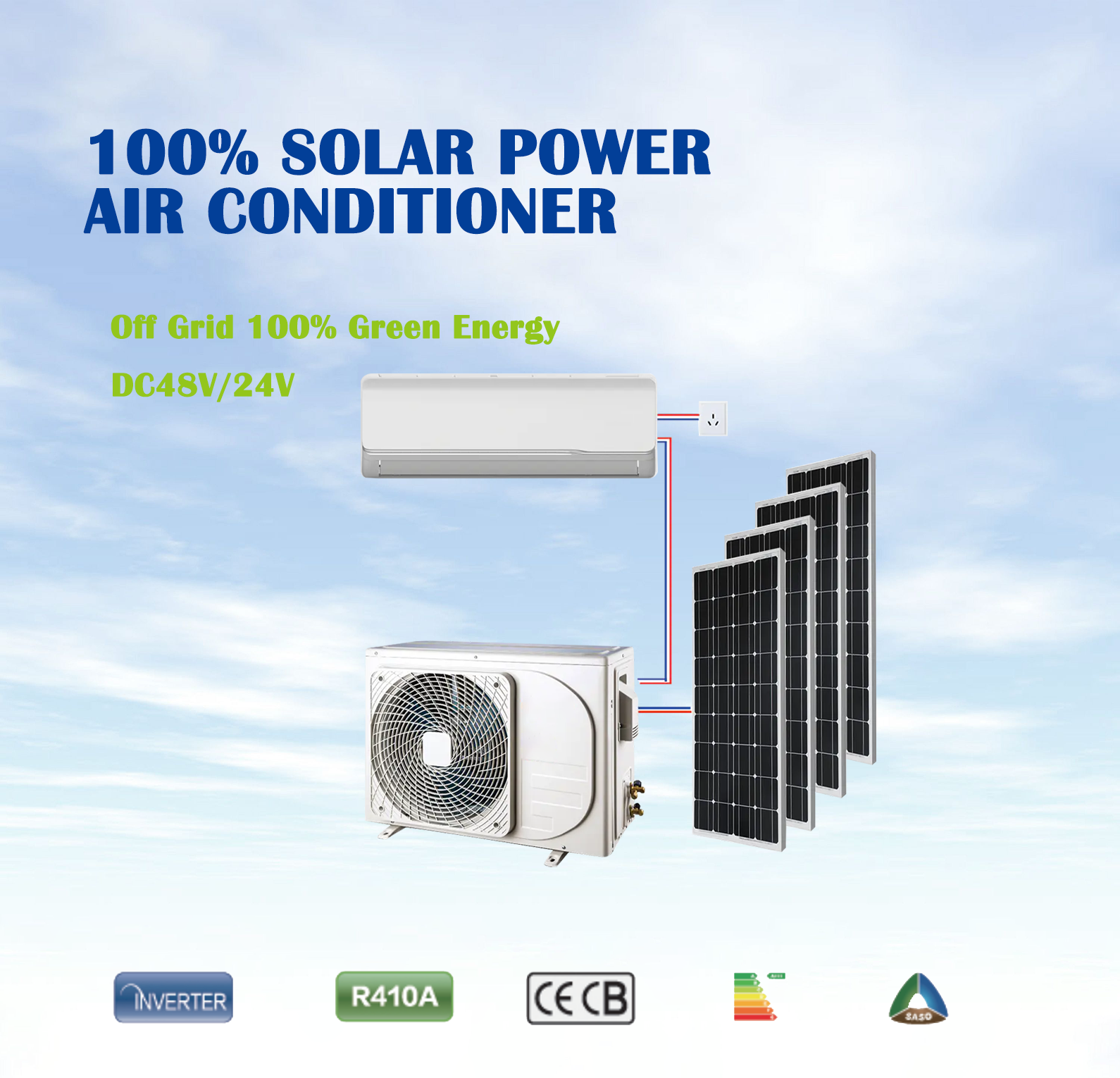 Hybrid Solar Air Conditioner 18000 BTU Universal Solar Air Conditioner for Home factory